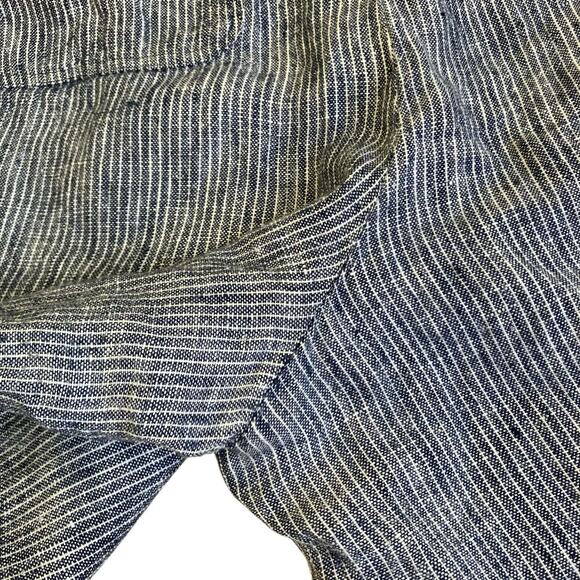 Talbots 100% Linen Wide Leg Pants Navy & White Striped Vacation Beach Casual 16P - Picture 15 of 16